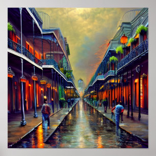 Fransk Quarter Digital Art Painting Poster