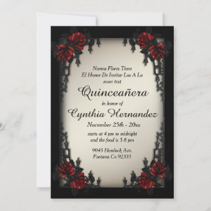 Fransk Quarter Goth Antik Guld Quinceañera Inbjudningar