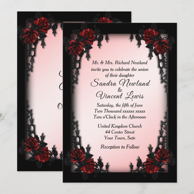 Fransk Quarter Goth Wedding bjudande Inbjudningar (Fram/baksida)
