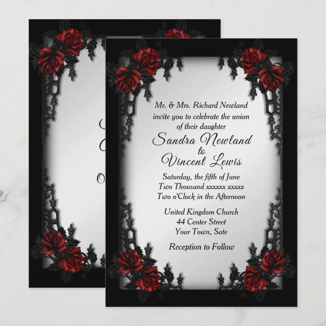 Fransk Quarter Goth Wedding bjudande Inbjudningar (Fram/baksida)