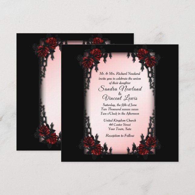 Fransk Quarter Goth Wedding bjudande Inbjudningar (Fram/baksida)
