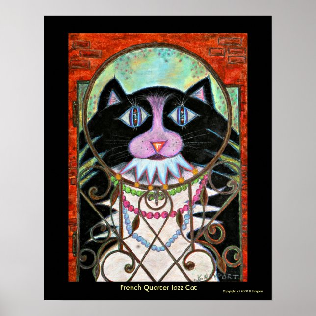 Fransk Quarter Jazz Cat Poster (Framsidan)