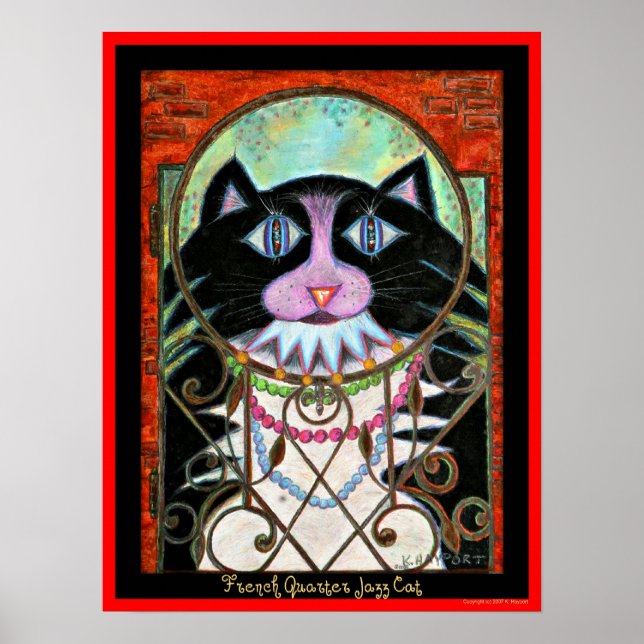 Fransk Quarter Jazz Cat Poster (Framsidan)