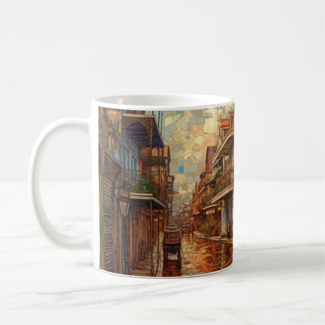 Fransk Quarter New Orleans, futurism Stil Kaffemugg (Vänster)