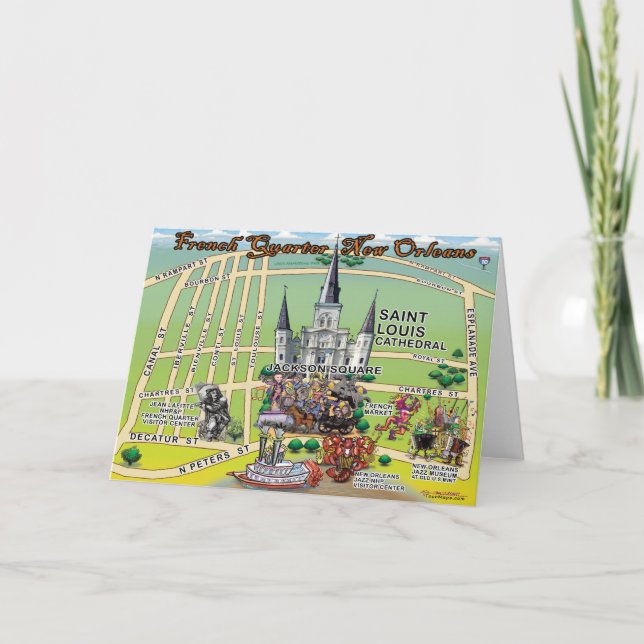 Fransk Quarter New Orleans Kort (Framsida)