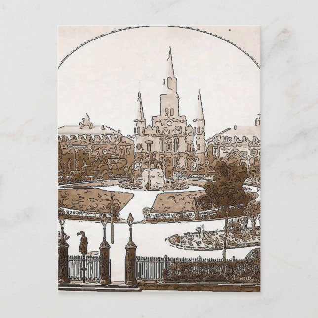 Fransk Quarter Snöre Jackson Square 1925 Vykort (Framsida)