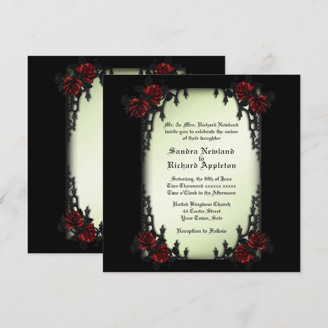 Fransk Quarter Victorian / Goth Theme Bröllop Inv Inbjudningar (Fram/baksida)