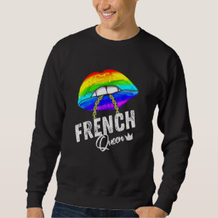 Fransk Queen Lgbtq Gay pride Flagga Läppar Rainbow Lång Ärmad Tröja