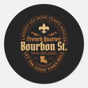 Fransk Quer Bourbon St New Orleans Runt Klistermärke