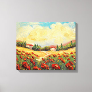 Fransk Red Poppies Impressionist Canvas