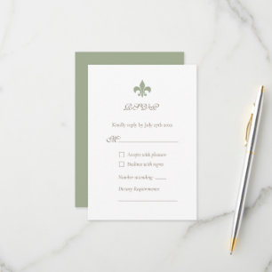 Fransk ReEmergency Grönt Fleur de Lis Design Bröll OSA Kort