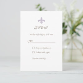 Fransk ReEmergency Lila Fleur de Lis Elegant bröll OSA Kort