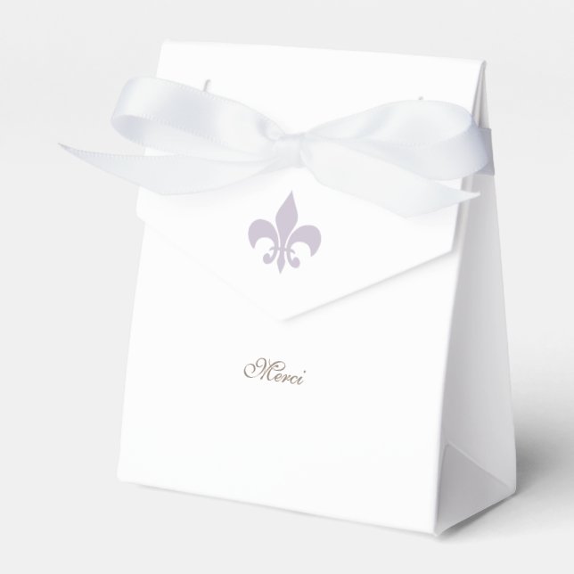 Fransk ReEmergency Lila Fleur de Lis Merci Bröllop Presentaskar (Framsidan Sidan)