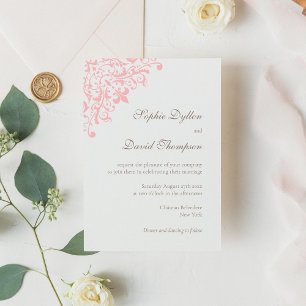 Fransk ReEmergency Rosa Fleur de Lis Mönster Inbjudningar