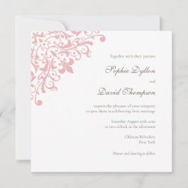 Fransk ReEmergency Rosa Fleur de Lis Square Inbjudningar