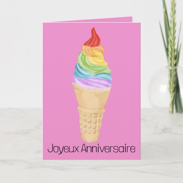 Fransk Regnbågskort för Gay pride Ice Cream Card Kort (Framsida)