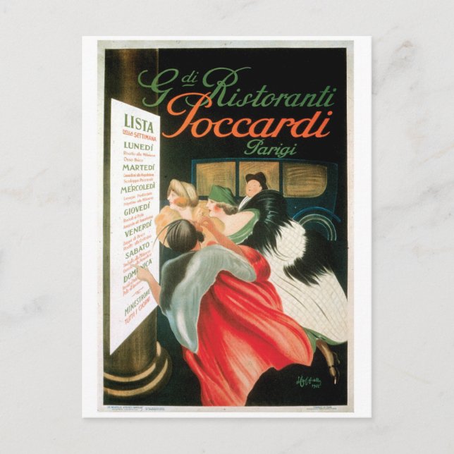 Fransk Restauranger Vintage Food and Art Vykort (Framsida)