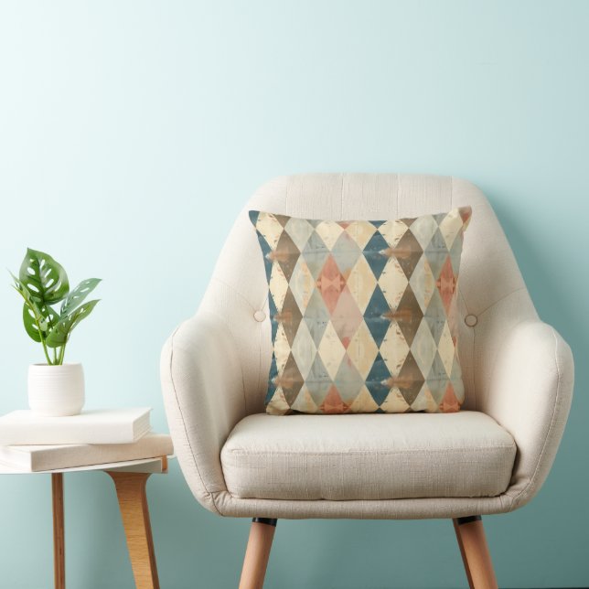 Fransk Retro Harlequin Diamant Kuddvar Kudde (Stol)