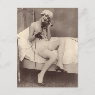 Fransk Risqué Cute 1920's blixtflicka Postcard Vykort