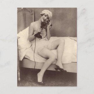 Fransk Risqué Cute 1920's blixtflicka Postcard Vykort