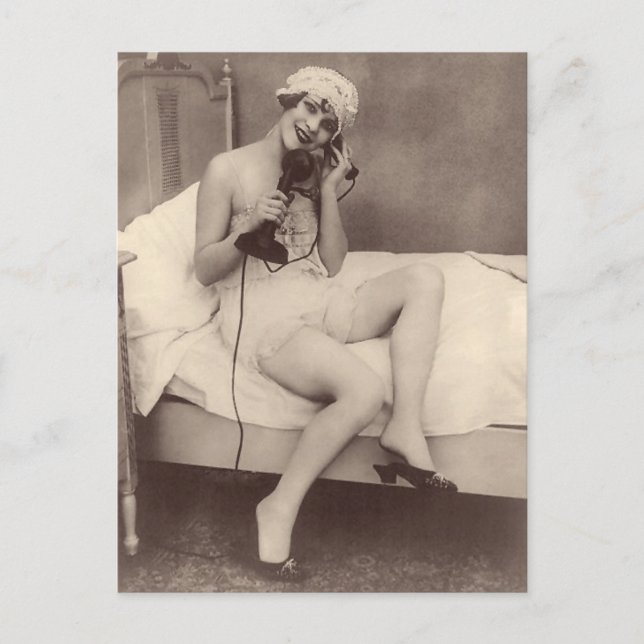 Fransk Risqué Cute 1920's blixtflicka Postcard Vykort (Framsida)