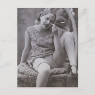 Fransk Risque Deco Woman Photo Postcard Vykort