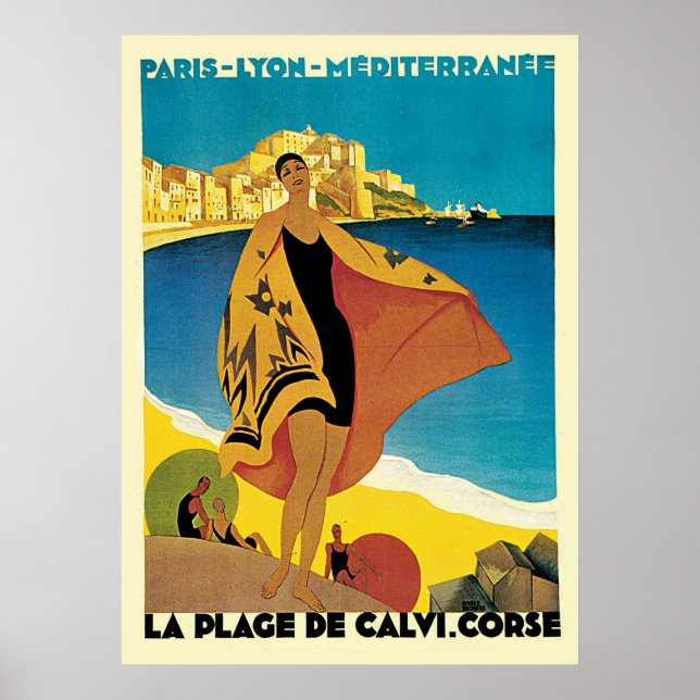 Fransk Riviera La Plage de Calvi Corse Poster (Framsidan)