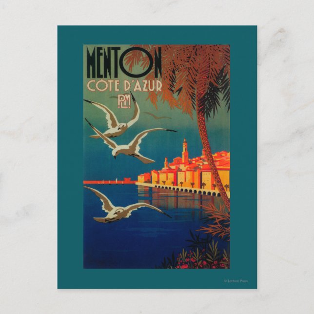 Fransk Riviera Travel Poster nr 1 Vykort (Framsida)