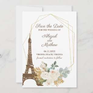 Fransk Ro Eiffel Torn Bröllop spara datum Datumet