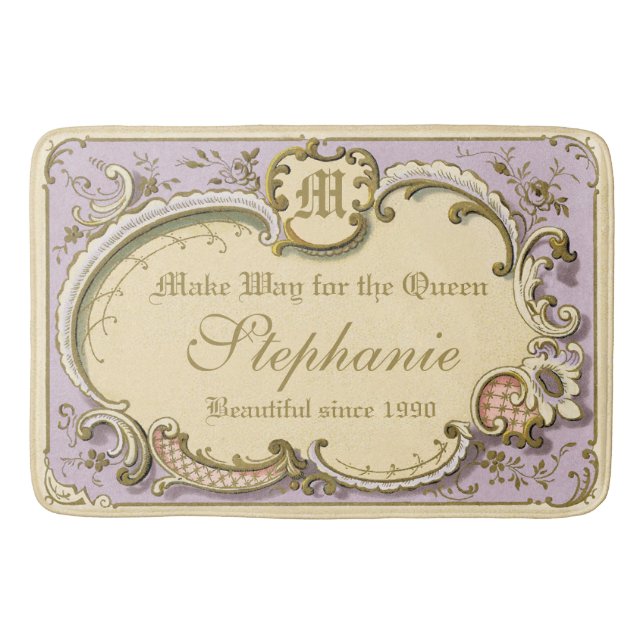 Fransk Rococo Boudoir Elegant Ram Guld Lilac Badrumsmatta (Framsidan)