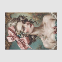 Fransk Rococo Dam med Bow 1 Decoupage Papper