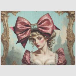 Fransk Rococo Dam med Bow 2 Decoupage Papper