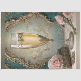 Fransk Rococo Parisian Champagne Glass Decoupage
