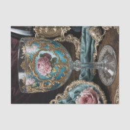 Fransk Rococo Vin Goblet Decoupage Papper