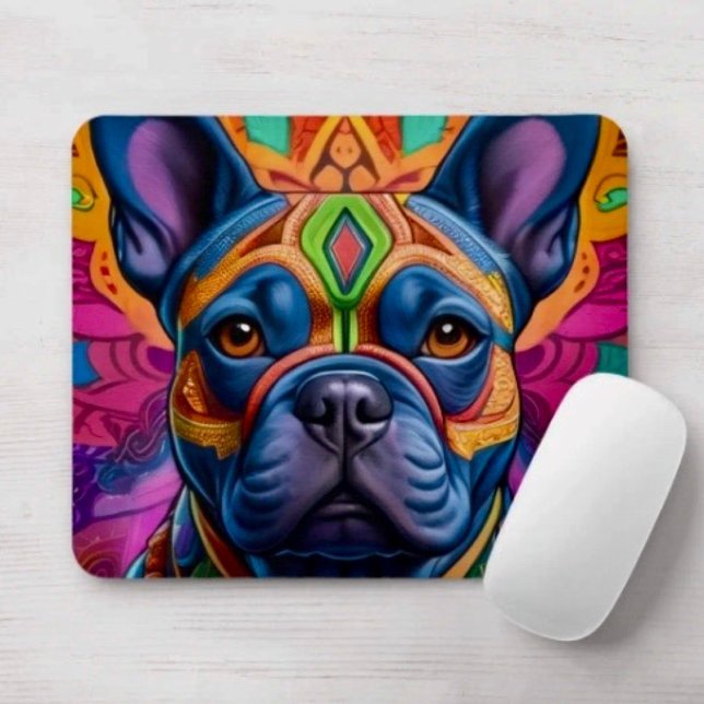 Fransk rolig födelsedagsfantasi musmatta (Frenchie mousepad durable dust and stain resistant non -slip rubber backing. D: 9.25" L x 7.75"W. )