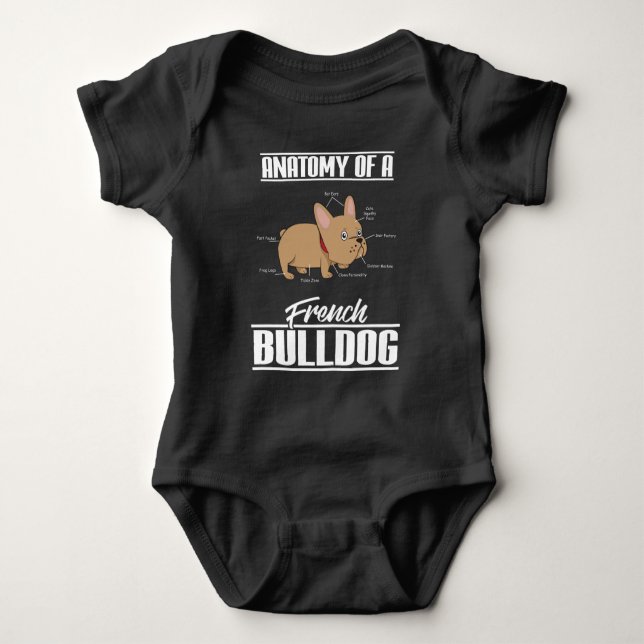 Fransk rolig hund bulldogganatomi t shirt (Framsida)