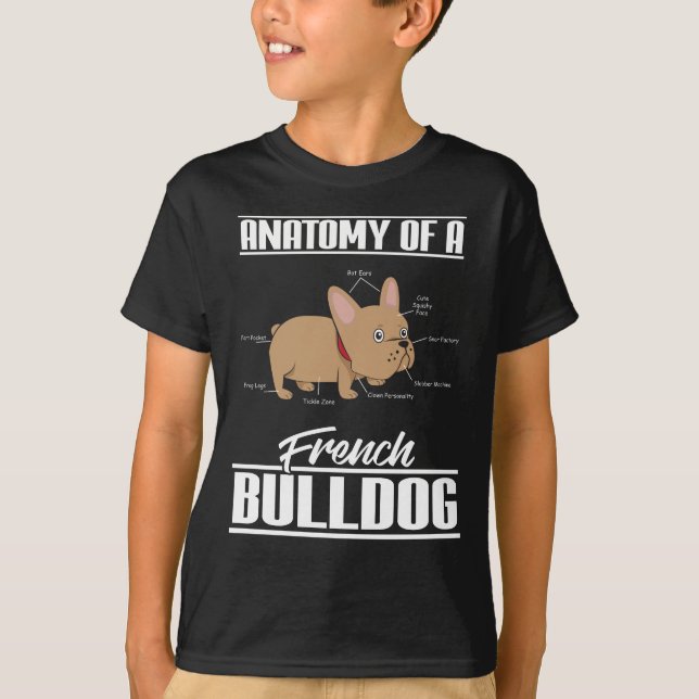 Fransk rolig hund bulldogganatomi t shirt (Framsida)