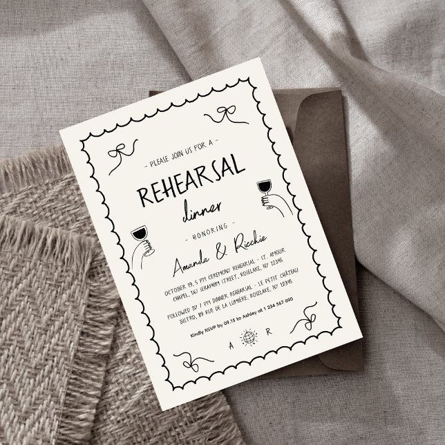 Fransk Roligt Hand plockade Whimsical Rehearsal Mi Inbjudningar (Skapare uppladdad)