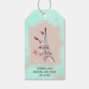 Fransk Romantik Rosa och Neo Mint Presentetikett