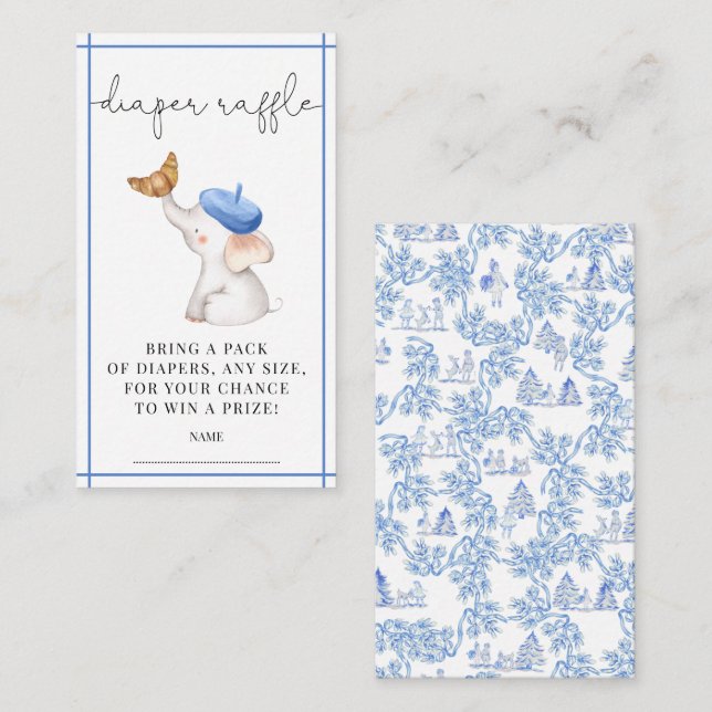 Fransk Rosa Baby Shower Diaper Raffle E Tilläggskort (Fram/baksida)