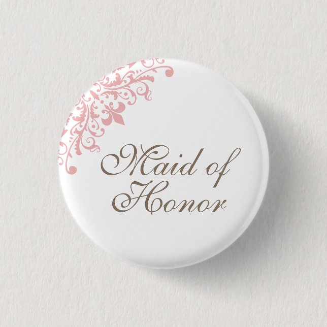 Fransk Rosa Fleur de Lis Script Maid of honor Knapp (Framsida)