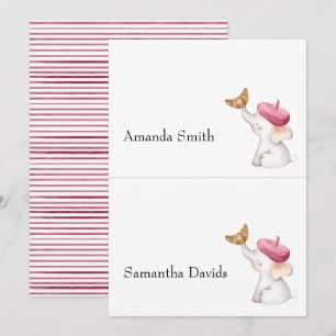 Fransk Rosa Girl Baby Shower Place Card Inbjudningar
