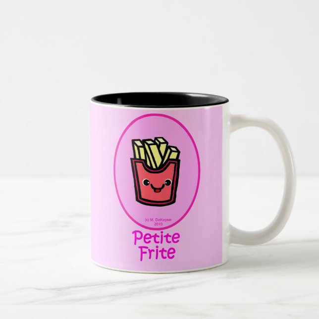 Fransk - rosa liten småfisk - pommes frites Två-Tonad mugg (Höger)