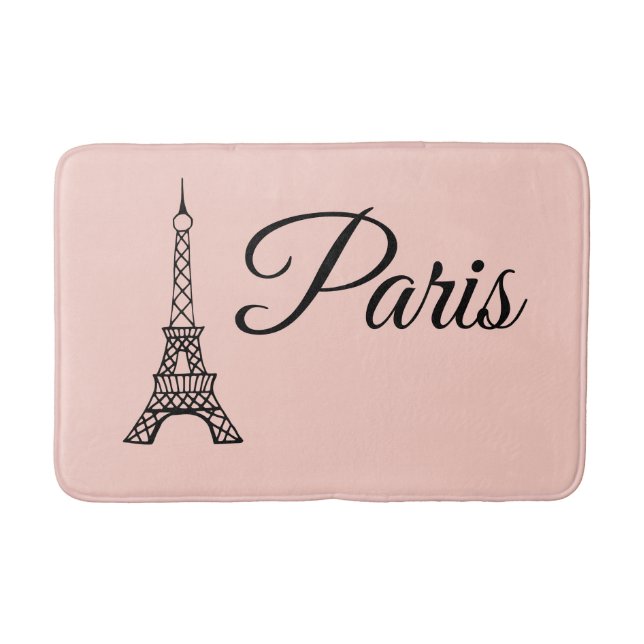 Fransk Rosa Paris Eiffel Torn Bath Mat Bathroom Badrumsmatta (Framsidan)