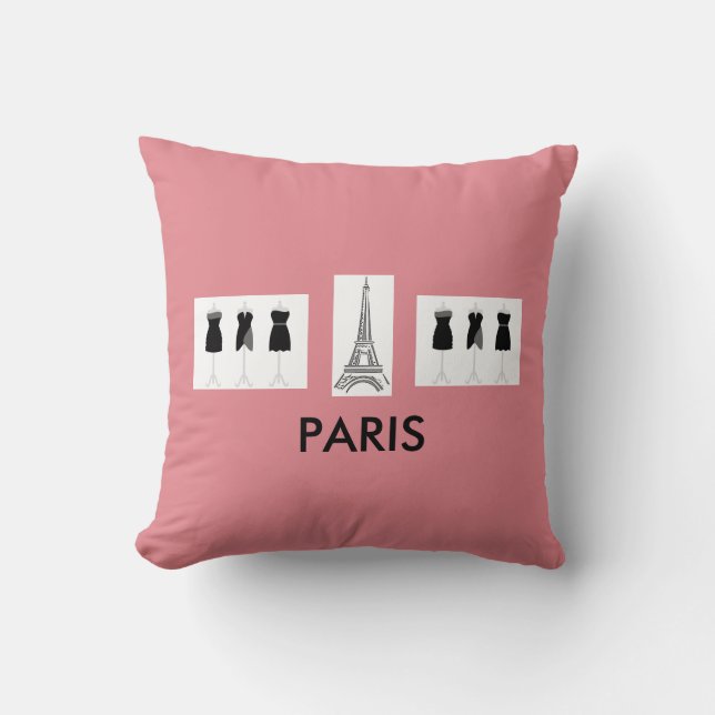 Fransk Rosa Paris Thned Pillow Kudde (Framsida)