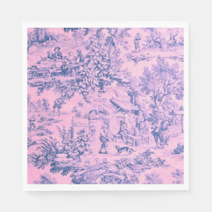 Fransk Rosa Toile Chinoiserie Rustic Rococo Stil Pappersservett