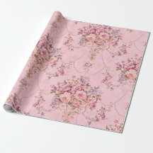 Fransk Rosa Victorian Stil Blommigt Decoupage