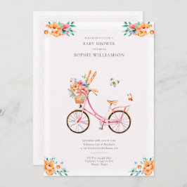 Fransk Rosa Vintage Bicycle Baby Shower Inbjudningar