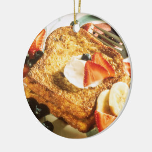 Fransk rostat bröd julgransprydnad keramik