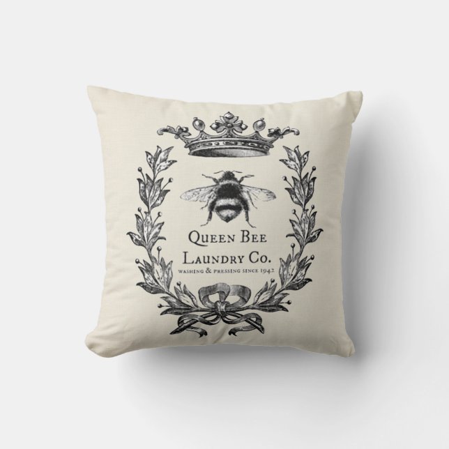 Fransk Rustic Queen Bee Kudde (Framsida)